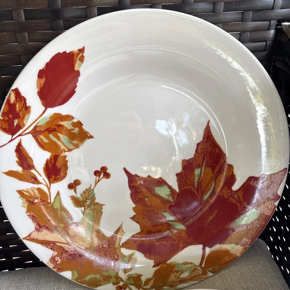 Royal Norfolk 10 1/2in. Dinner Plates Fall Leaves Acorns  Autumn Set of 4